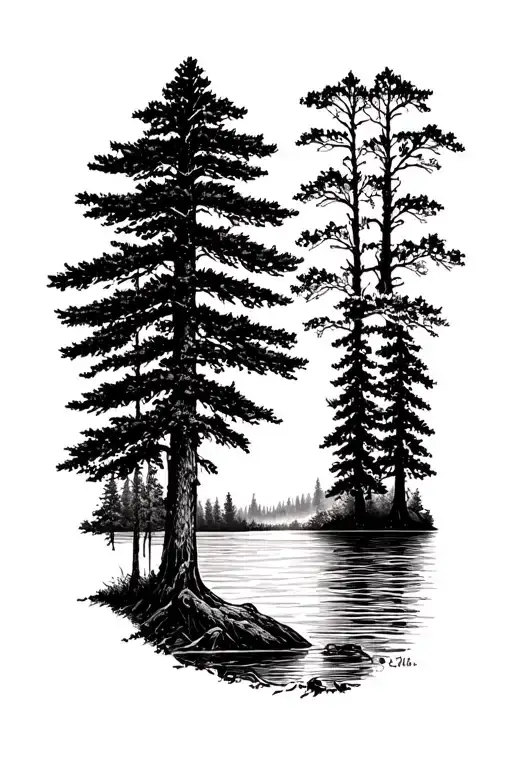 Forest And Lake In Sweden