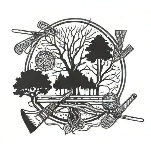 A Family Tree Intertwined With Ice Hockey Sticks And Pucks