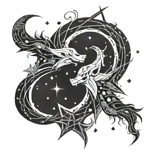Constellation Virgo And Capricorn Stars Tattoo Sketch