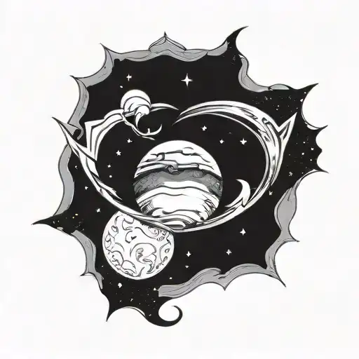 Saturn Wings Wrapped Around The Moon