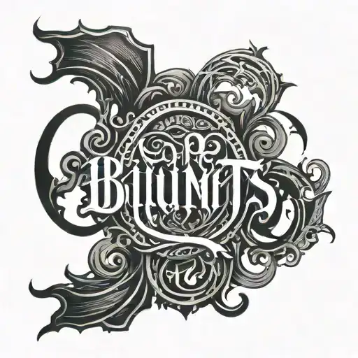 A Gothic Lettering Font Tattoo Of The Word 0Bblunts With A Subtle Shaded Outline