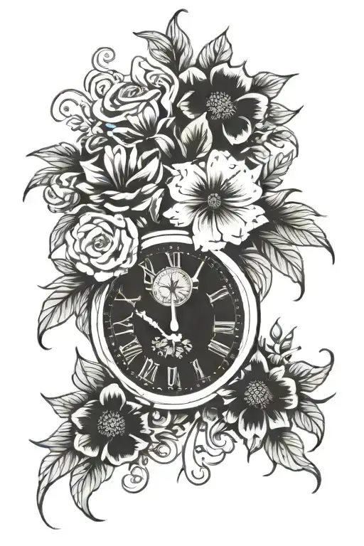Clock Floral Sunset