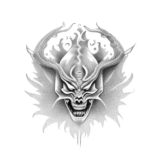 Male Demon In Front Of An Oak Tree Full Body