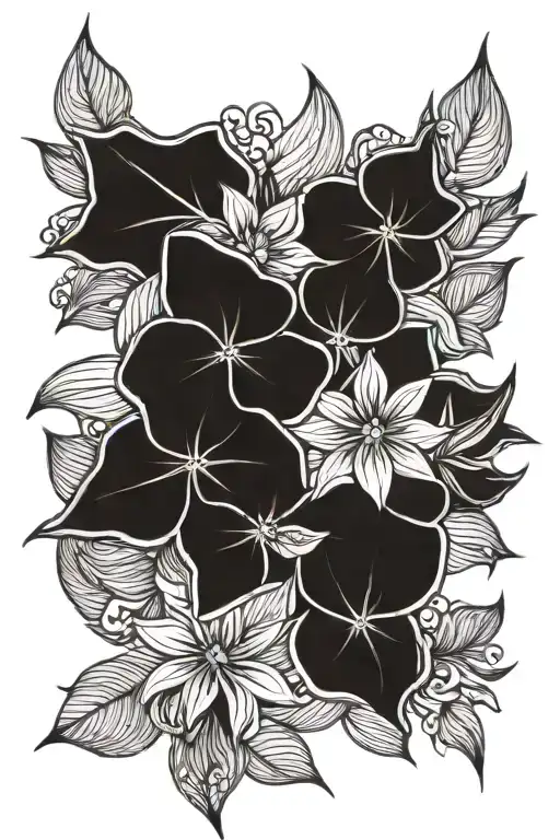 Star Flower Large Black Leaves