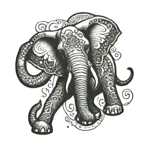 Elephant Tattoo Woman Theme On Thigh