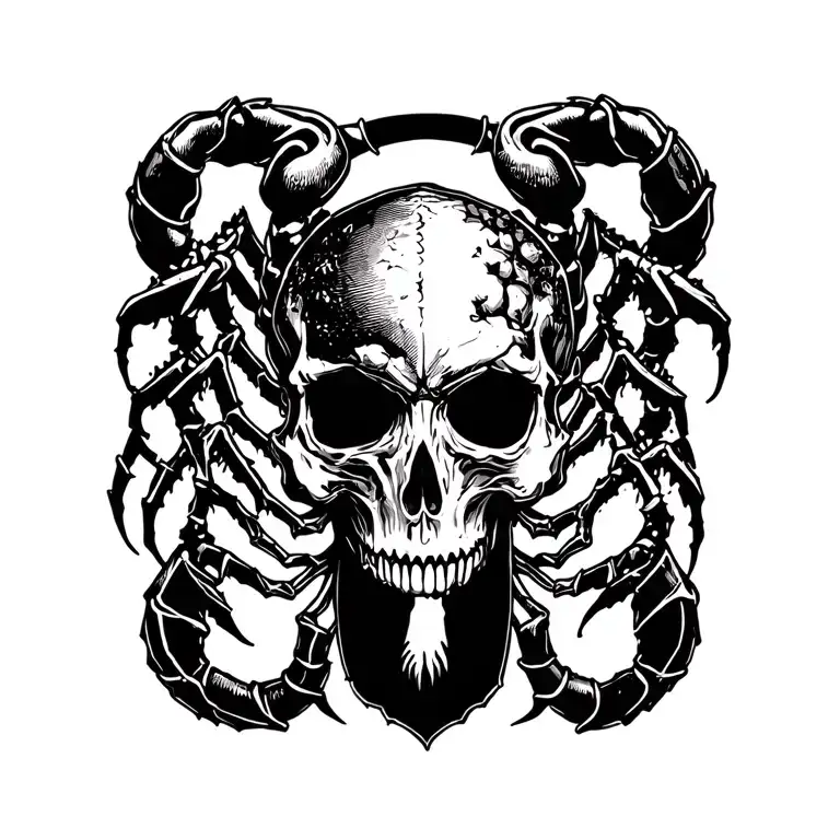 Scorpio Zodiac Sign And Skull Surrounded