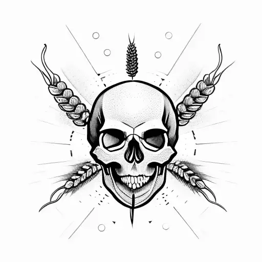 Skull With Wheat Sheaths Through Eyes