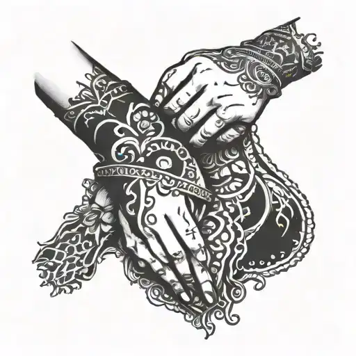 Twin Daughters Holding Hands