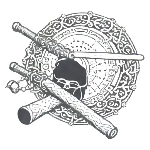 A Baseball Bat Wrapped In A Rosary With A Halo Above It