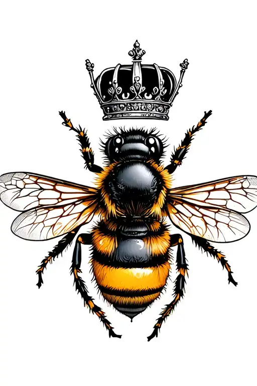 Queen Bee Tattoo With Crown And Hive Honey Colm