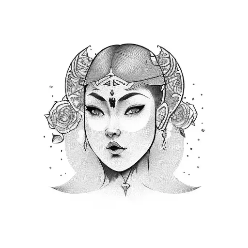 Women Face With Katana