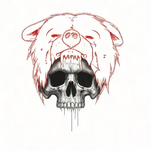A Bear With A Skull On His Head
