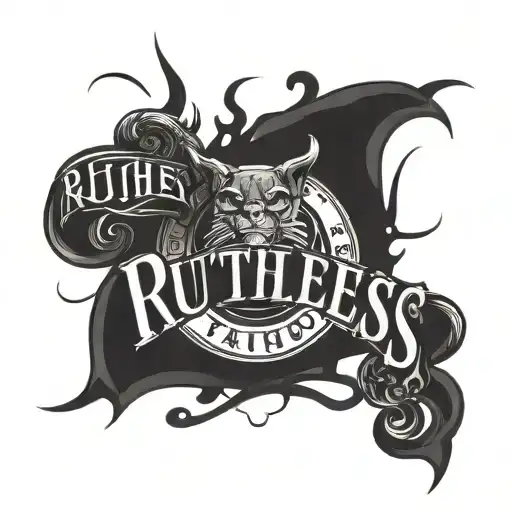 A Tattoo That Is In Gangster Style With The Word Ruthless