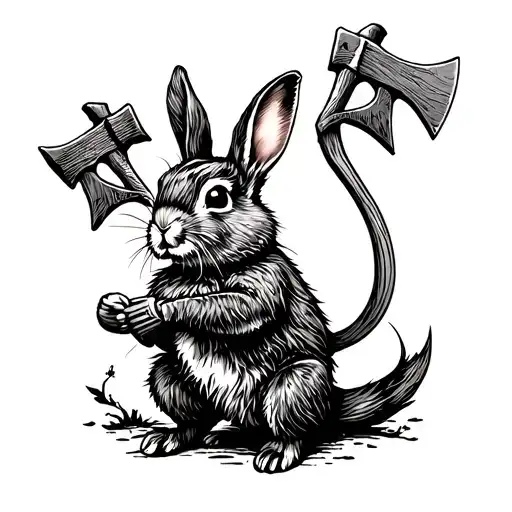 A Little Rabbit Juggling Axes