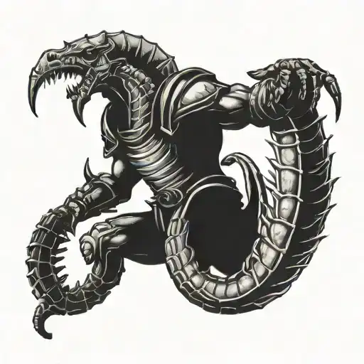 A Warrior Holding A Scorpion In A Fierce Battle Pose