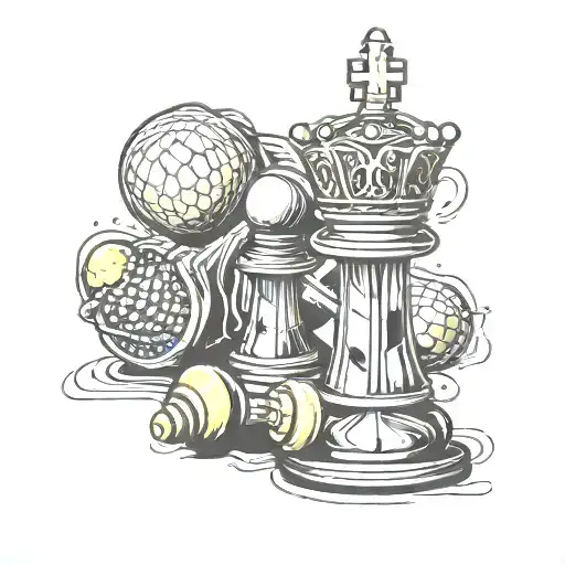 King Chess Piece With A Tennis Ball