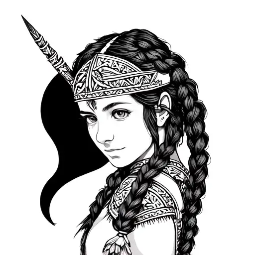Nordic Viking Girl With Plaits
