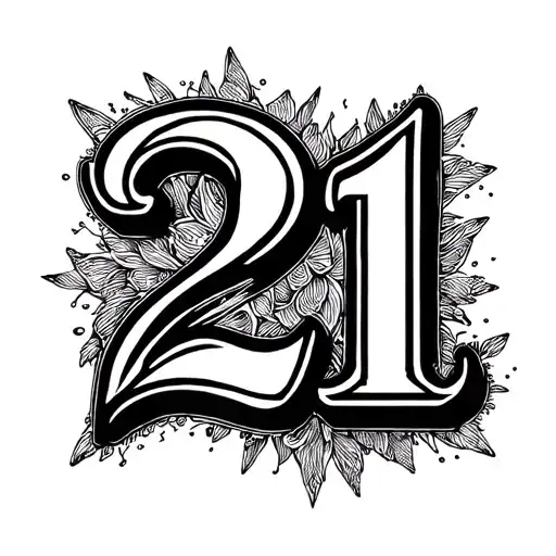 Number 21 With Background Black And White