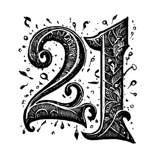 Number 21 With Background Black And White