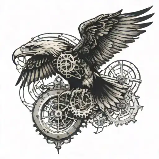 Steampunk Eagle Flying