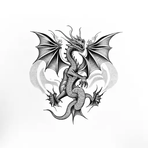 Medieval Dragon With Flowers