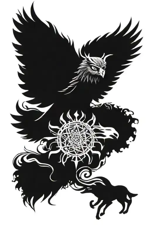 Trishul And In The Center The Should Be Om And Karam Below That Wolf Owl