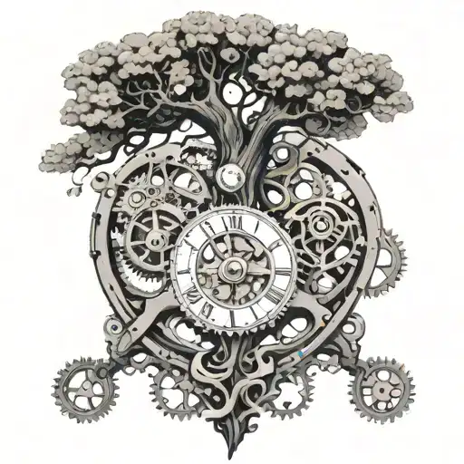 A Clockwork Tree With Mechanic Gears As Branches
