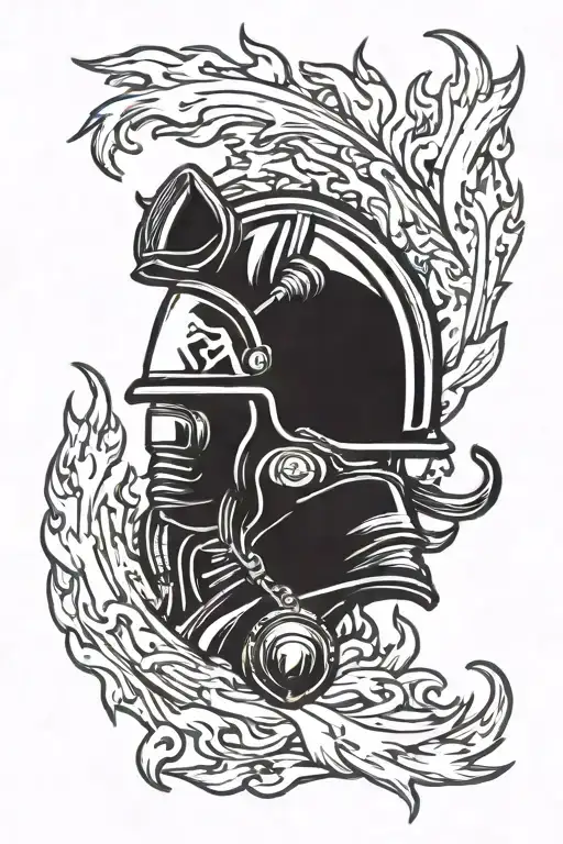 Sagittarius Zodiac Sign Surrounded By Flames Wearing A Firefighter's Helmet
