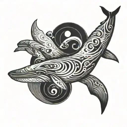 Two Killer Whalles And A Yin Yang Symbol