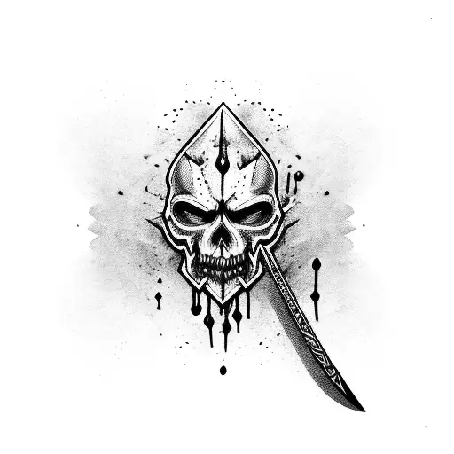 Mini Sword With Blood Dripping And Face As Blade