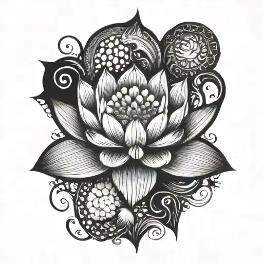 An Artistic Interpretation Of A Lotus Flower With Tim Burton-esque Elements