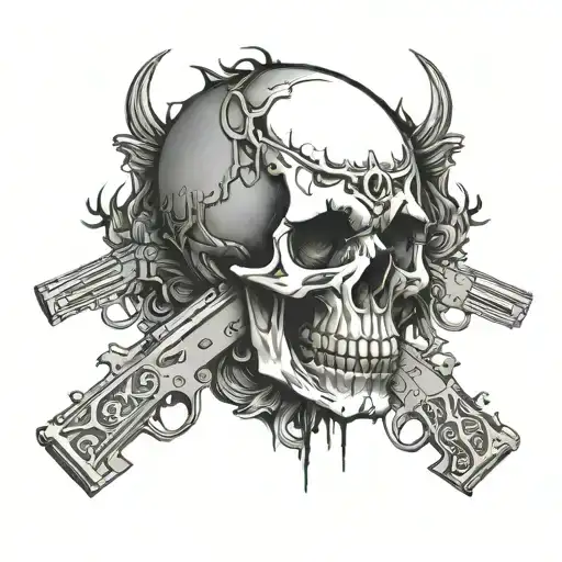 Skull And Guns Intertwined