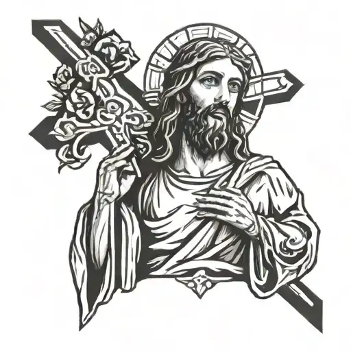 Jesus Christ Holding Up Small Cross