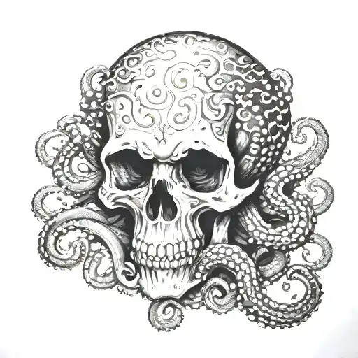 A Skull With Octopus Tentacles Instead Of The Jaws