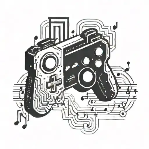 A Pixelated Video Game Controller Merging Into A Music Note