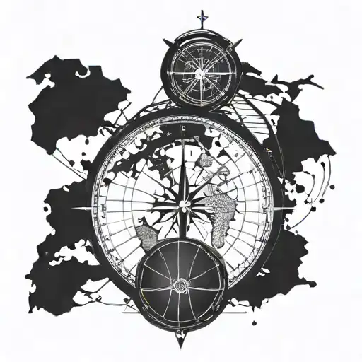 Compass Combine With A World Map And Basketball Hoop