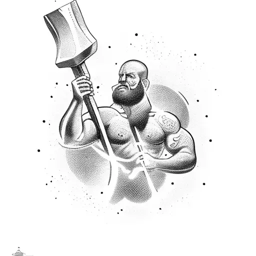 Hephaestus Hitting With The Hammer A Steel Backround With Fire