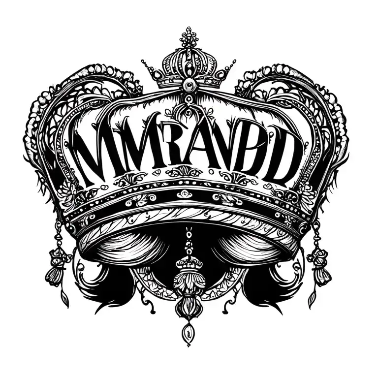 Create A Tatto With The Name Miranda And A Crown Hanging