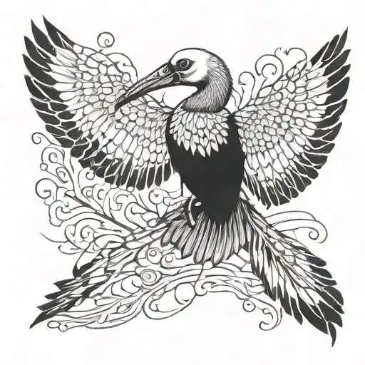 Diving Skeleton Wattled Ibis Half