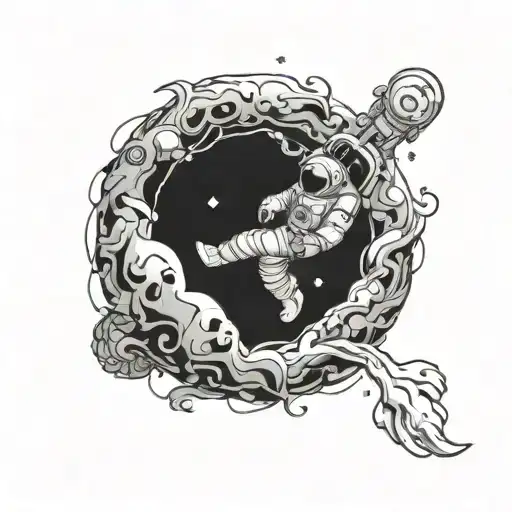Tattoo With A Black Hole And An Astronaut Falling Into It