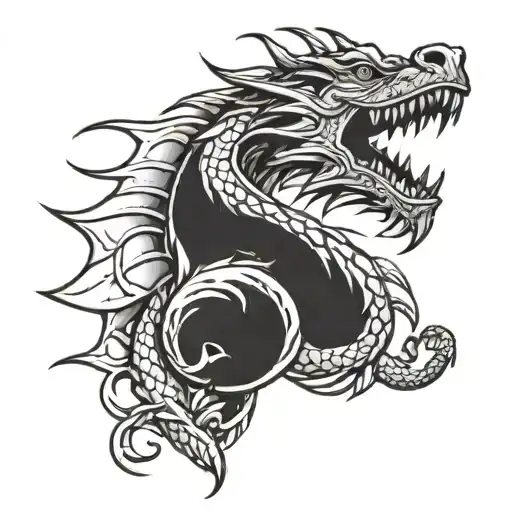 Incorporate Military Insignia Into A Design Featuring A Powerful Dragon