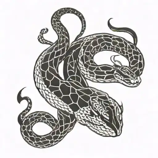 Minimalistic Design Of A Snake And Scorpion Intertwined
