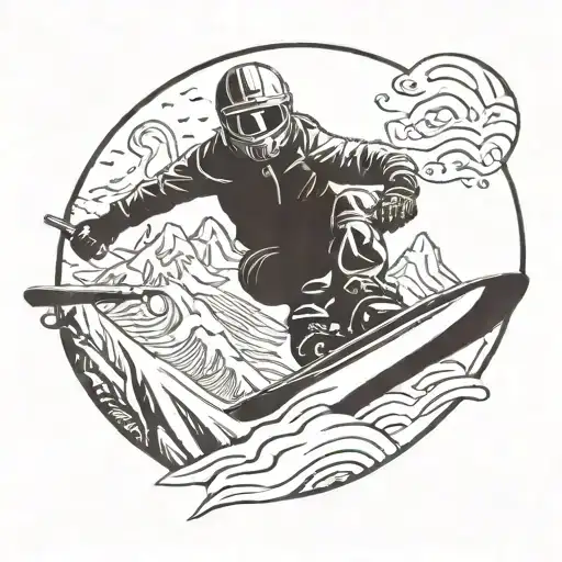 Snowboarder Shredding Down A Mountain With A Skull Helmet And Viking Shield