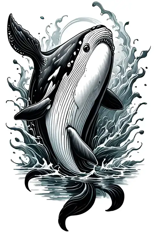 Whale That Comes Out Of Beautifully Designed Water