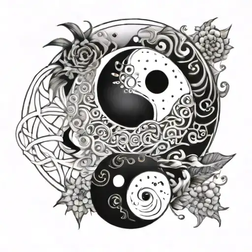Yin Yang Symbol With Sun And Moon Made
