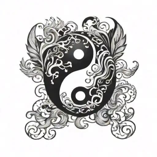 Make Yin Yang Symbol With Symmetrical Shapes Forming A Storm