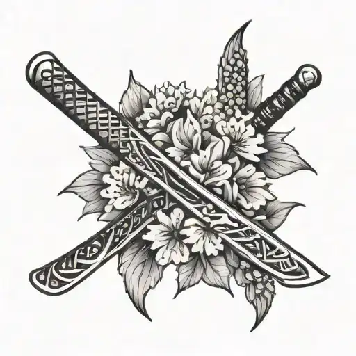 Katana With Lavender Flowers
