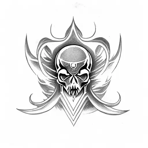 Aquarius Symbol On A Demon Skull