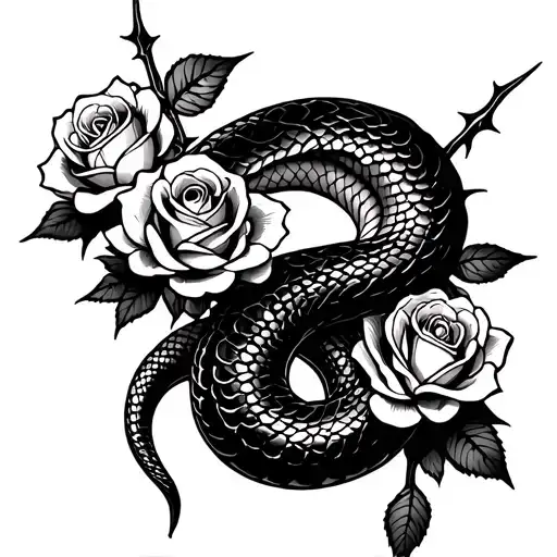 Snake With Roses With Thorns