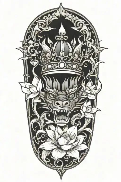 Crown With Lotus Flowers And Dragon
